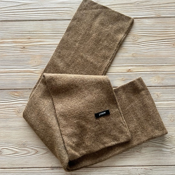J.Crew Brown Cashmere Blend Scarf | Fleur-de-Lis Detail | OS - Picture 4 of 5